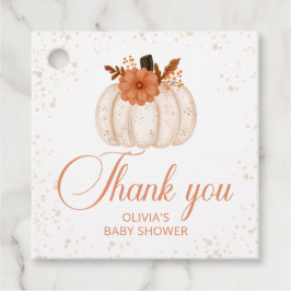 Blommig Pumpa Baby Shower Tacksamhetskort Gåvor Etiketter