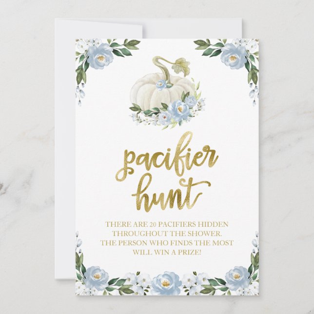 Blommig Pumpa Höst Pojke Suttningsjakt Spel Skylt Inbjudningar (Framsida)