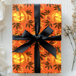 Blommig Pumpa Jack O'Lantern Mönster Presentpapper