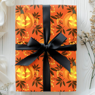 Blommig Pumpa Jack O'Lantern Mönster Presentpapper