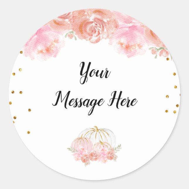 Blommig Pumpa Tack Sticker Runt Klistermärke (Framsida)