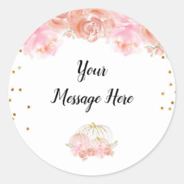 Blommig Pumpa Tack Sticker Runt Klistermärke