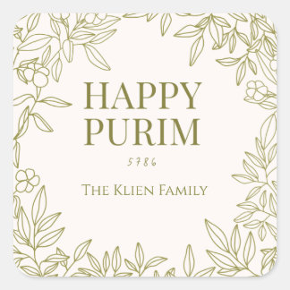 Blommig Purim-etikett Fyrkantigt Klistermärke