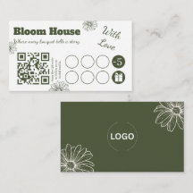 Blommig QR-kod lojalitetsstämpel näringslivskort