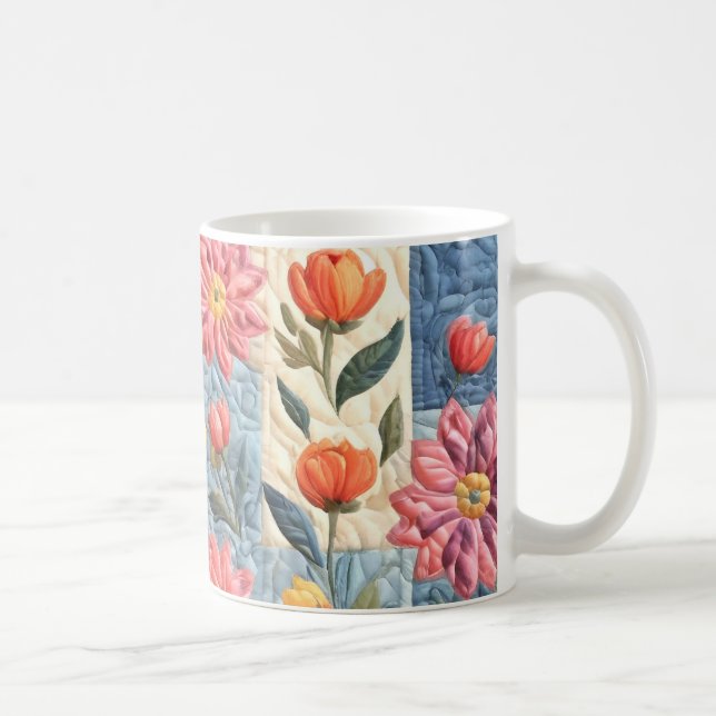 Blommig Quiltmönster Kaffemugg (Höger)