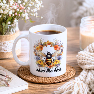 Blommig Rädda Bina Kaffemugg