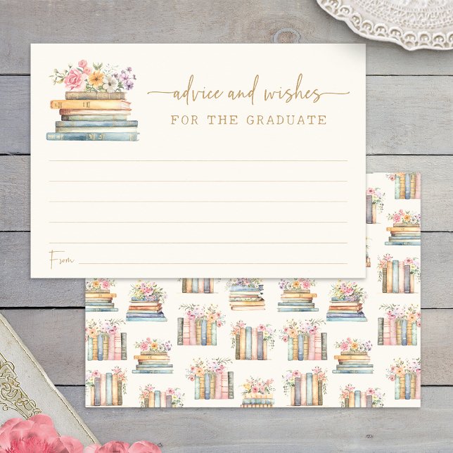 Blommig rådgivning examensbilaga kort (Floral Advice and Wishes Graduation Books Enclosure Card by Painted Paperie
)
