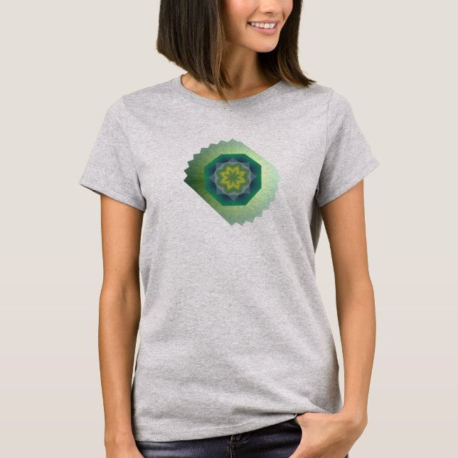 Blommig räfflad kantdesign t-shirt (Framsida)