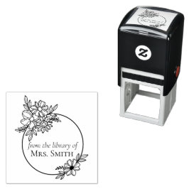 Blommig Ram Från Biblioteket Av Självfärgande Stämpel