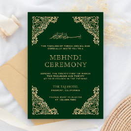 Blommig ram grön och guld islamisk muslimsk Mehndi Tilläggskort