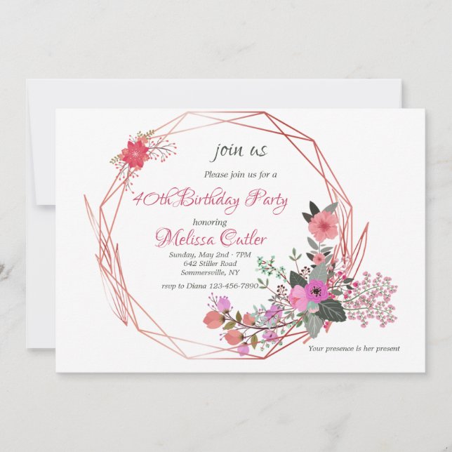 Blommig Ram Inbjudan (Framsida)