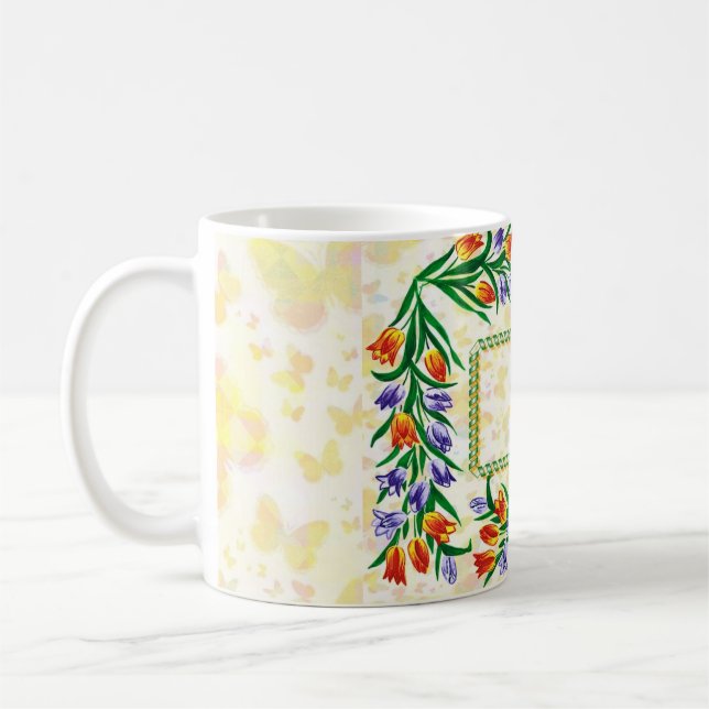 blommig ram kaffemugg (Vänster)
