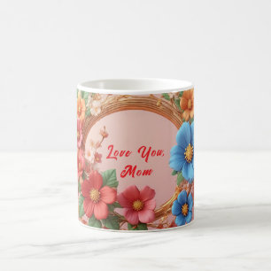 Blommig ram med färgglada blommor kaffemugg
