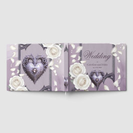 Blommig ram med hjärta och vita rosor gästböcker