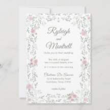 Blommig ram rosa rosor och grönska romantisk