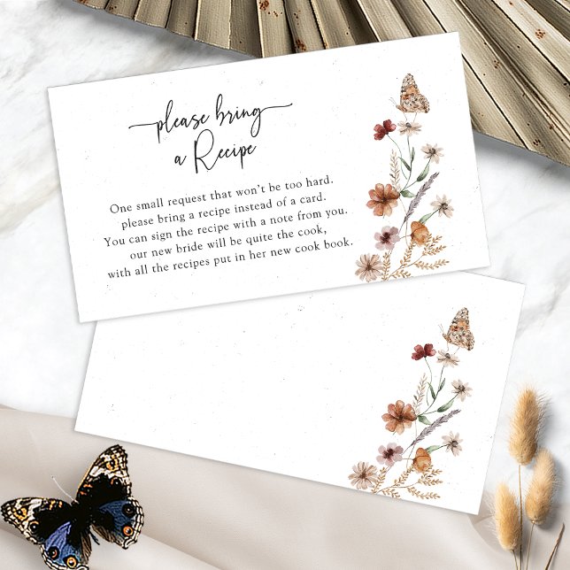 Blommig receptförfrågningskort tilläggskort (Boho White Floral Recipe Request Card with Butterfly by Painted Paperie
)