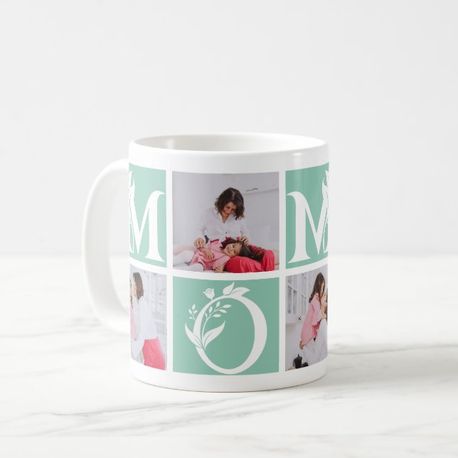 Blommig redigerbar färg Mamma Brev Mors dag  Kaffemugg (Framsida vänster)