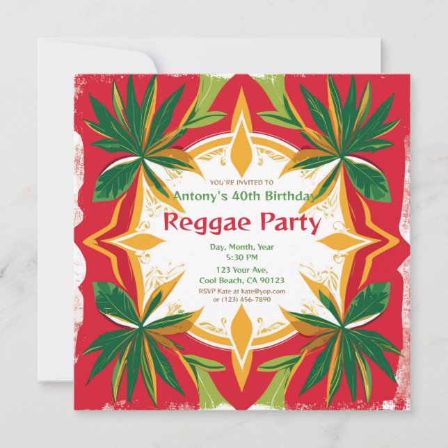 Blommig Reggae Palmer Anpassningsbar Fest  Inbjudningar (Framsida)