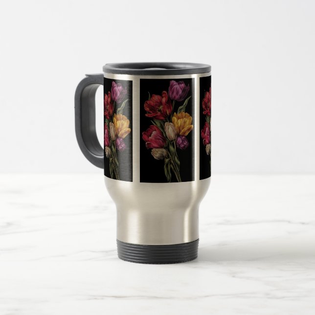Blommig Resemugg – Elegant Vintageblomma  (Framsida vänster)