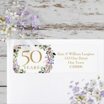 Blommig returadress för 50-års bröllopsjubileum
