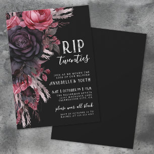 Blommig RIP 20-talet Död åt min ungdom 30-årsdag Inbjudningar