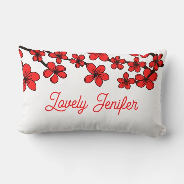Blommig Röd Lovey Jenifer Lumbarkudde (Baksida)