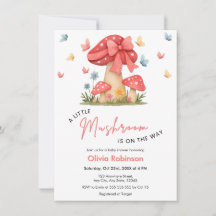 Blommig röd rosett En liten svamp Baby Shower