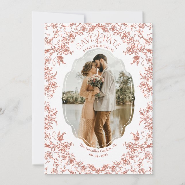 Blommig romantik Chinoiserie Klassisk bohem Coral Spara Datumet (Framsida)