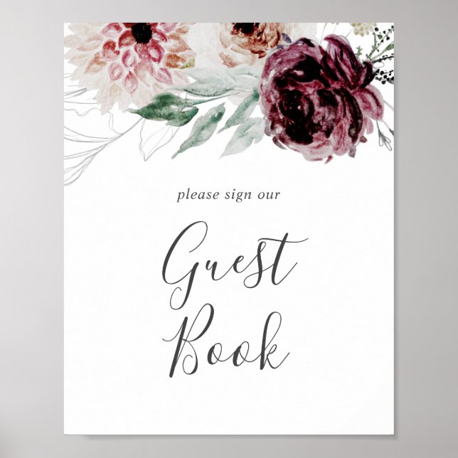 Blommig Romantik Gästboksskrivare Poster (Framsidan)