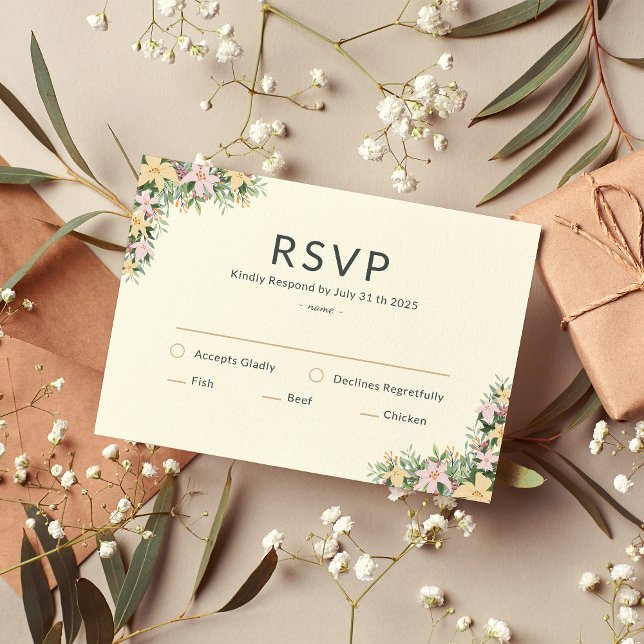 Blommig romantisk bröllops-RSVP-kort OSA Kort (Skapare uppladdad)