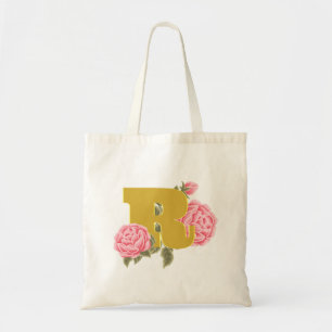 Blommig Ros Initialbokstav Monogram Namn Par Tygkasse