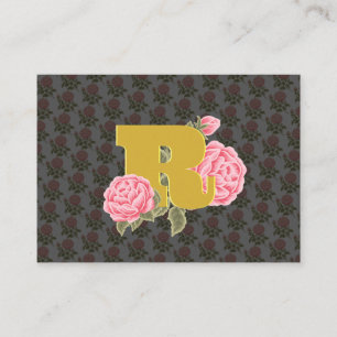 Blommig Ros Initialbokstav Monogram Namn Par Visitkort