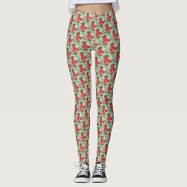 Blommig ros mönster design leggings