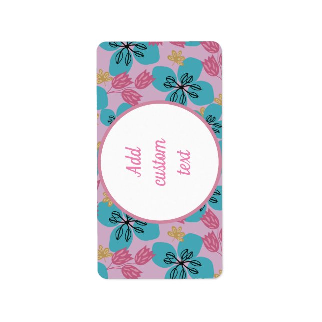 Blommig rosa anpassad mor adressetikett (Framsidan)