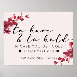 Blommig Rosa Att Ha och Att Hålla Bröllopsskylt Poster