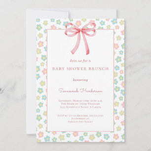 Blommig Rosa Båge Band Baby Shower Brunch Inbjudningar
