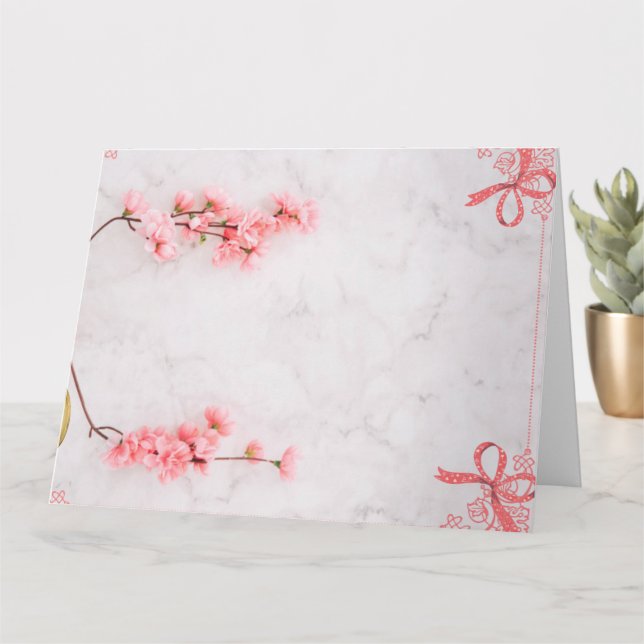 blommig rosa chic inbjudningskort (Liten växt)