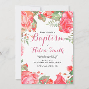 Blommig Rosa Flickdop Invitation Inbjudningar