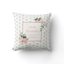 Blommig Rosa Grön Vattenfärg Blommig Babyflicka