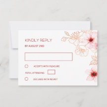 Blommig Rosa Guld Bröllop RSVP
