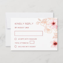 Blommig Rosa Guld Bröllops RSVP