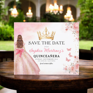 Blommig Rosa Guld Prinsessa Födelsedag Quinceanera