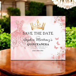 Blommig Rosa Guld Prinsessa Födelsedag Quinceanera