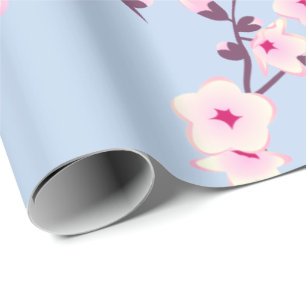 Blommig Rosa Körsbärsblom Sky Blå Presentpapper