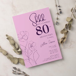 Blommig Rosa Mauve Överraskning 80-årsdag Inbjudningar