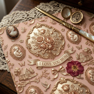 Blommig Rosa Morsdagspresentpapper Presentpapper