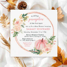 Blommig Rosa Pumpa Baby Shower Inbjudningar