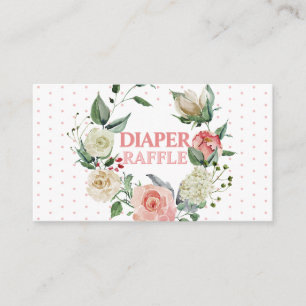 Blommig Rosa Ros Baby Shower Blöja Lotteri Biljett Tilläggskort