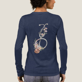 Blommig Rosa Ros Stetoskop T Shirt