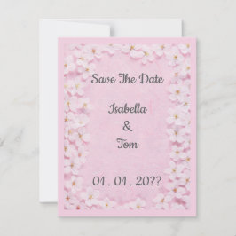 Blommig Rosa Save the Date-kort  Elegant Romantisk Spara Datumet